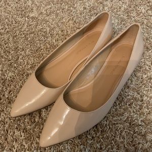 Nude patent leather flats